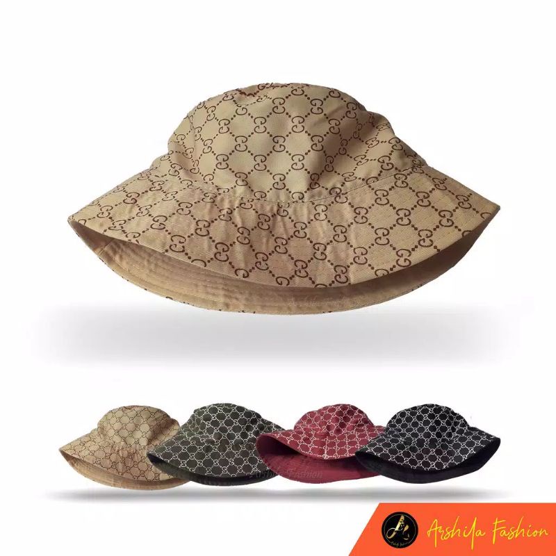 topi gucci bulat coklat wanita (new)