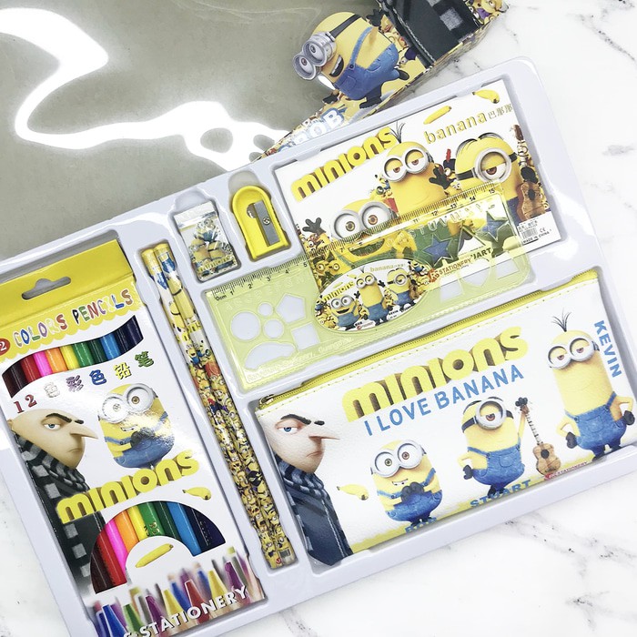 

Tempat pensil minions Set alat tulis dan pensil warna - MH