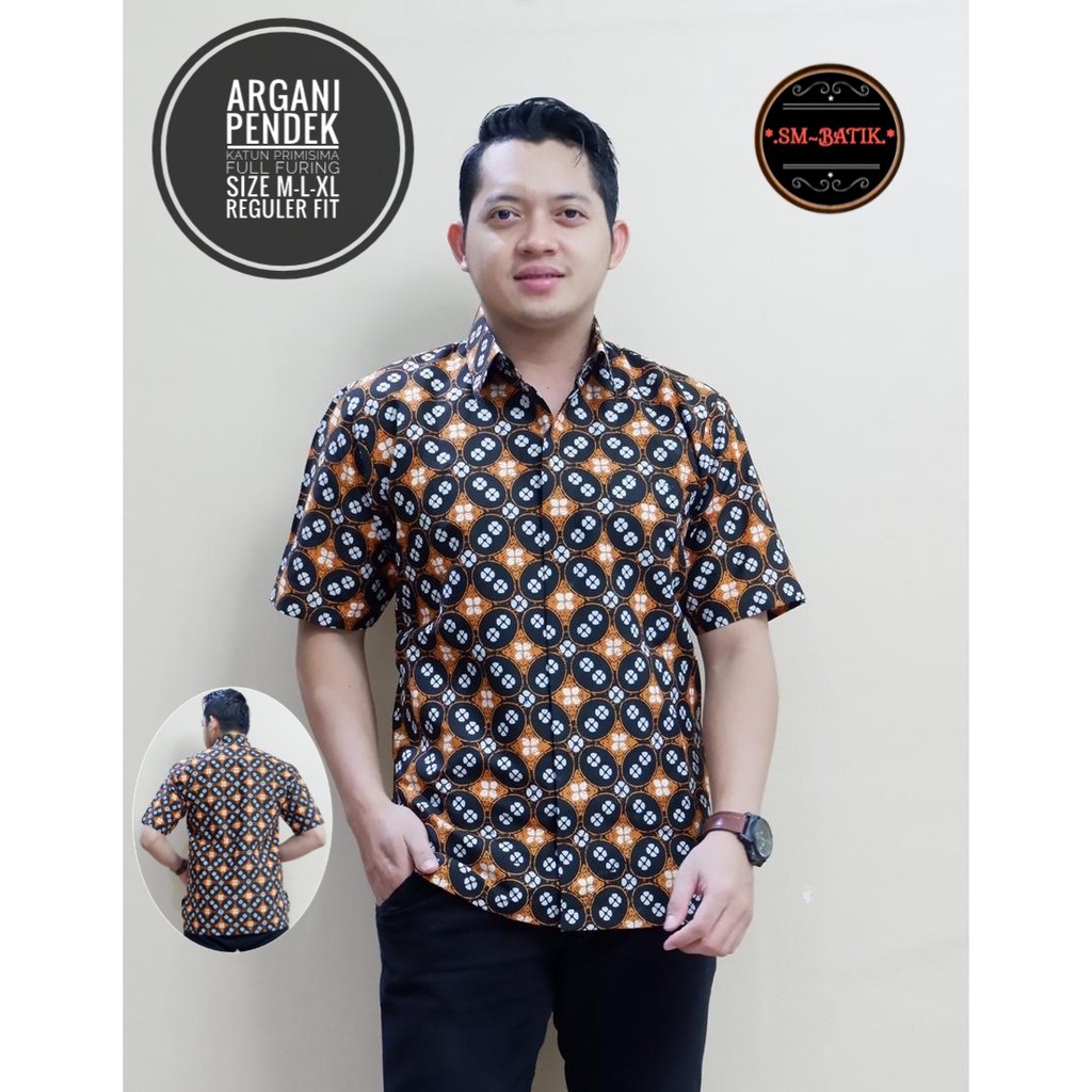 Argani Kemeja Batik Pria Modern Asli Solo Atasan Batik by SM