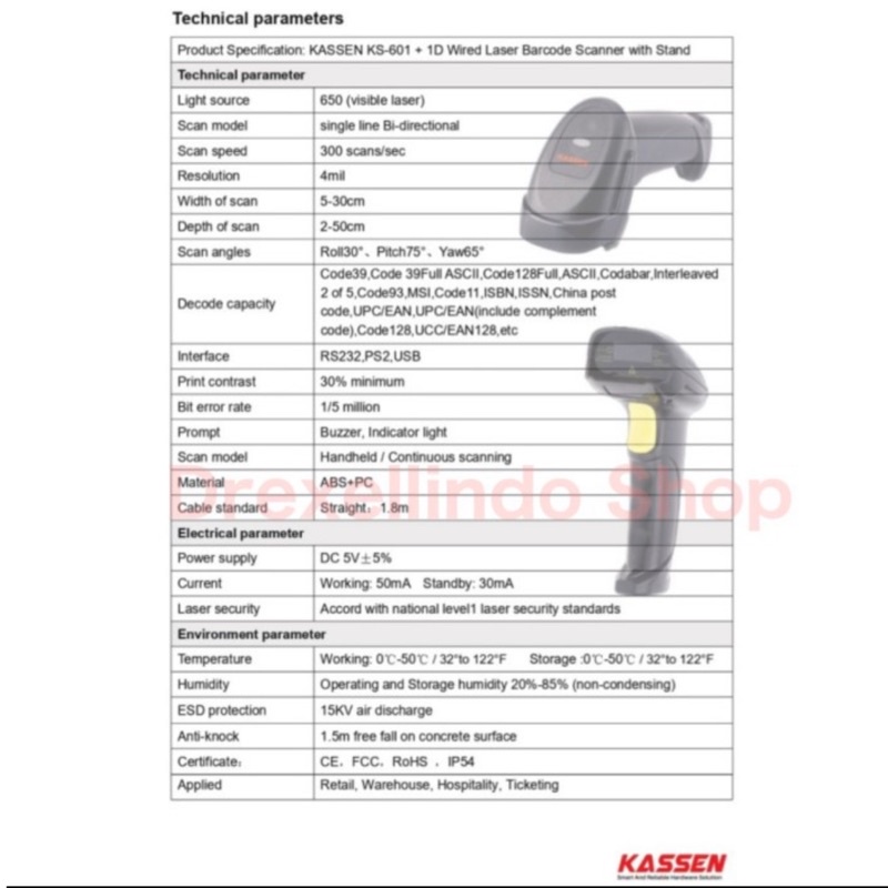 Barcode Scanner 1D Kassen KS-601 auto scan