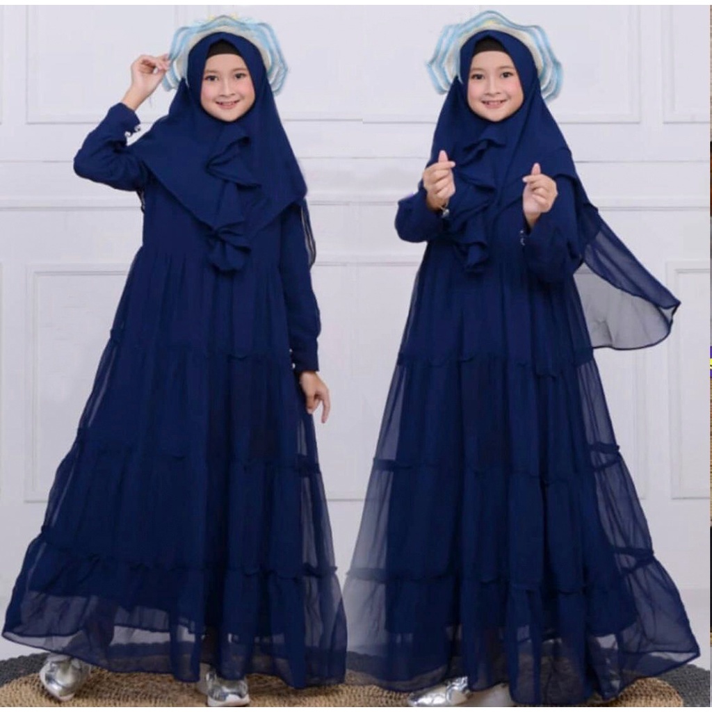 FenishaStire Baju Gamis Syar’i Anak Remaja Terbaru AINA Kids Usia 12-14 Tahun