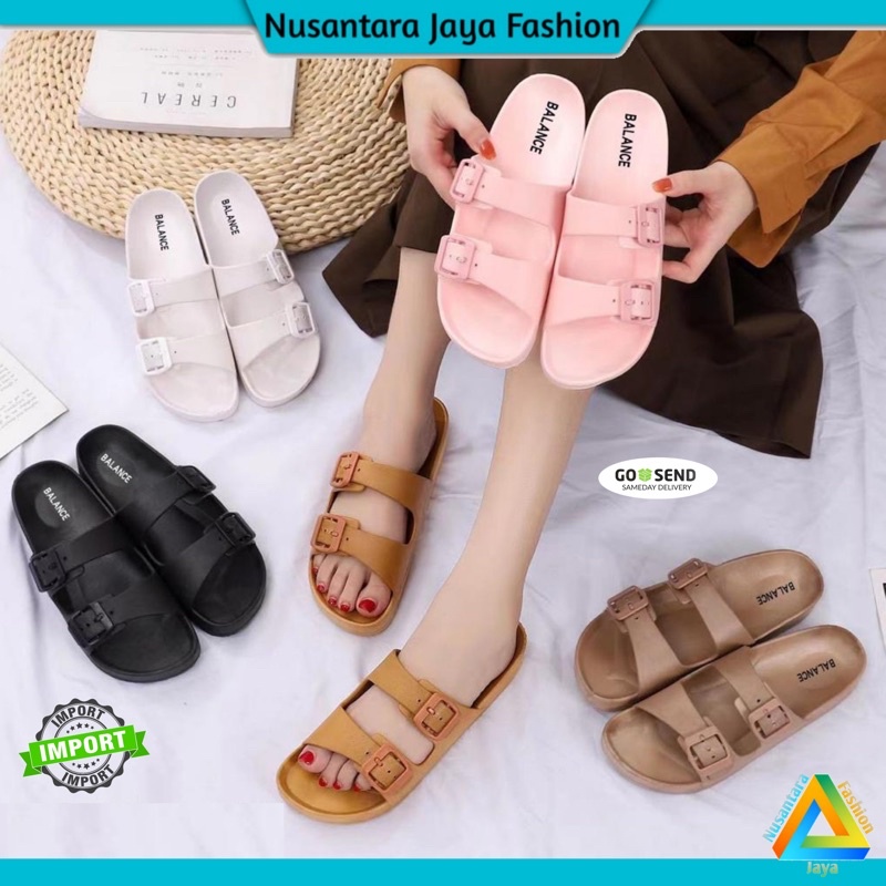 Sandal Wanita 2 Strap Birken Korea Style Balance B 2022