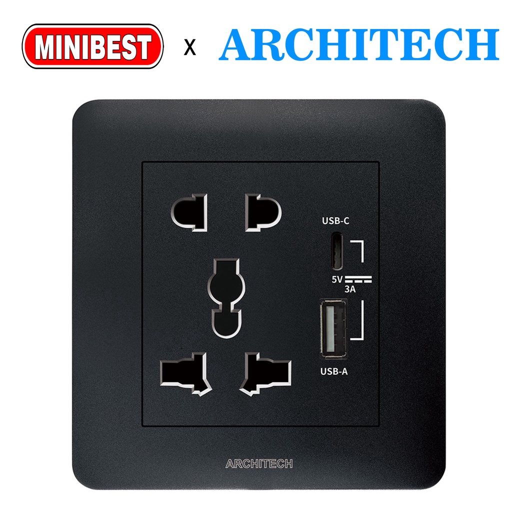 MINIBEST ARCHITECH INFINITY BLACK / SAKLAR USB / STOP KONTAK COLOKAN A63 NEW 2.3