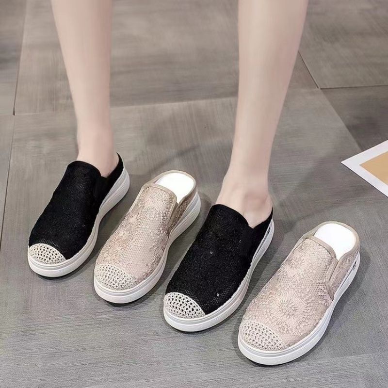 NF2424 - Sepatu Slip On Wedges Wanita Import