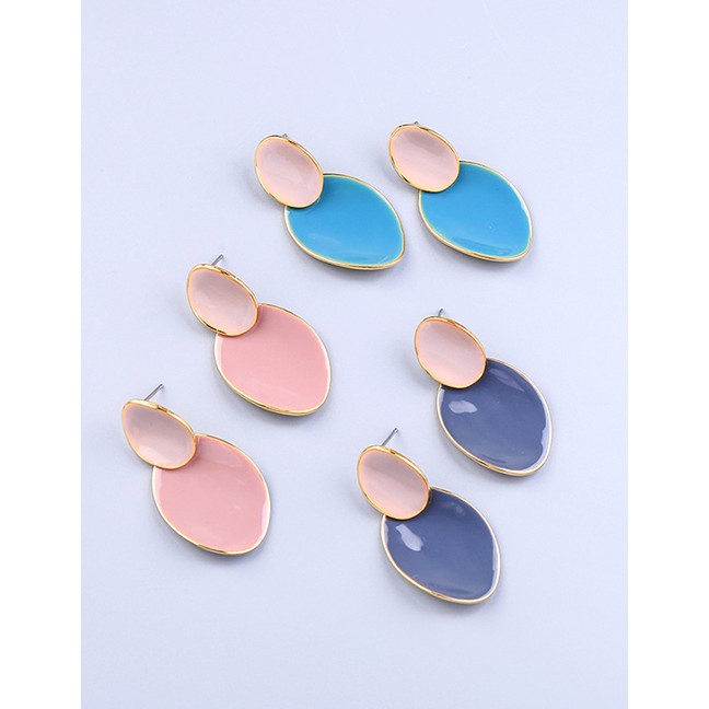 LRC Anting Tusuk Fashion Light Pink Drip Oil Geometry S925 Sterling Silver Earrings F94075