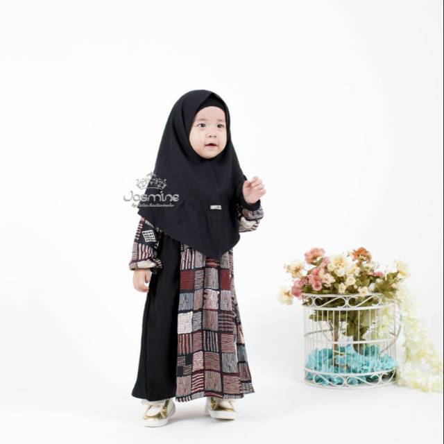 Gamis Anak Syafira Dress Kids Jasmine by Lidia Hadiwinoto Kode 02 Black Hitam Size 6 Cantik Couple