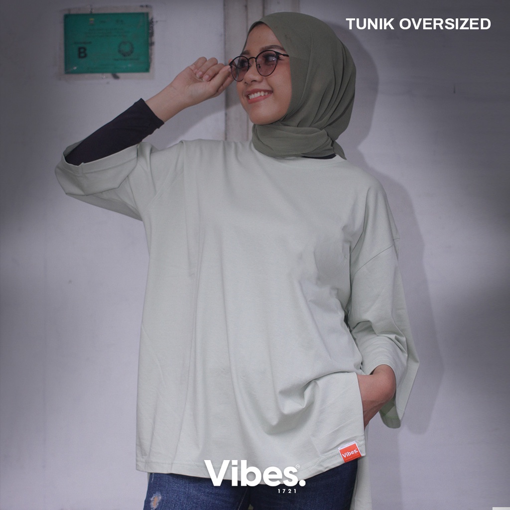 Vibes 1721 - Kaos Tunik Hijab Oversized Wanita Bahan Premium  Tunik tunik kaos tunik jumbo tunik cot