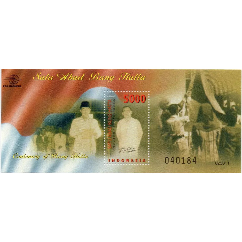 

Perangko Filateli H54 - Indonesia Souvenir Sheet 12.08.2002 Centenary Of Bung Hatta