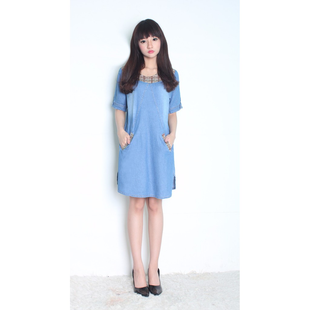 SB Collection Midi Dress Sanny Shortdress Jeans Wanita