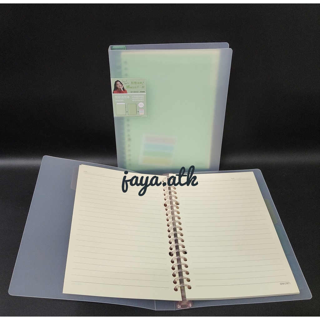 MAP BINDER NOTE A5 20 RING PLASTIK BONUS ISI BINDER LOOSE LEAF TRANSPARANT WARNA PASTEL DELI QHA560