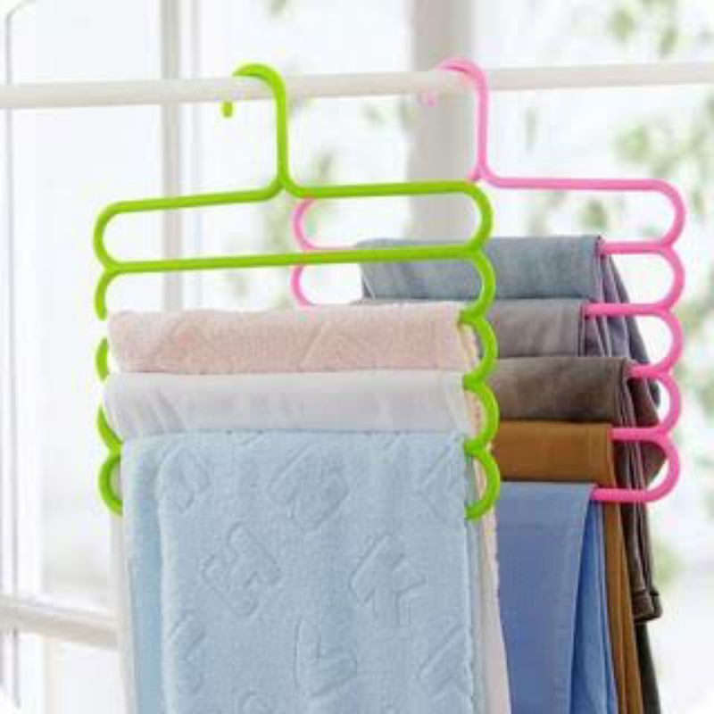 Hanger Gantung 5 in 1 / Hanger Baju 5 Susun / 5 Holes Laundry Gantungan Baju Multifungsi Scarf Hijab JIlbab Pakaian 5 layer / Serbaguna