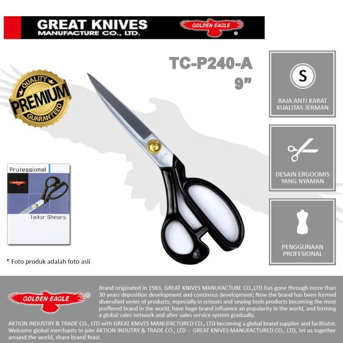 

Gunting Potong Bahan Kain Professional Golden Eagle 9 inch TC-P240-A