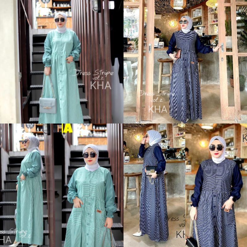 Baju gamis wanita dress muslim Gamis Zolaqu Gamis zlq Gamis Stripe by KHA ORIGINAL Gamis GYL Authent