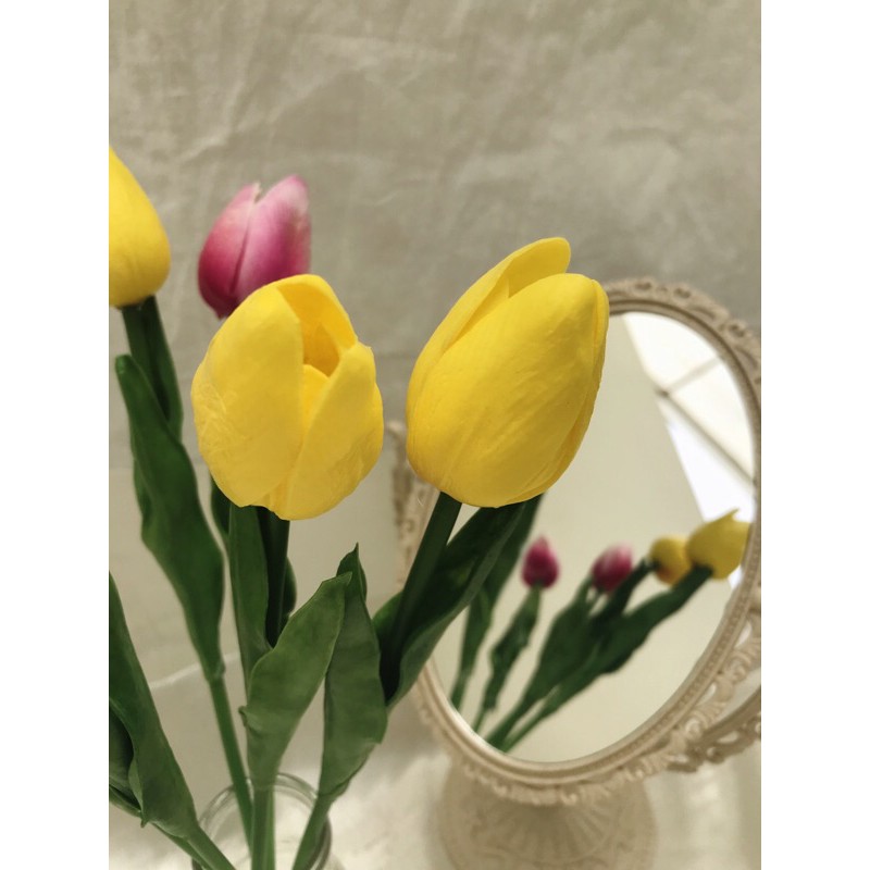 Bunga Tulip Latex Import Real Touch bunga Dekorasi Bunga Artificial Tulip Besar-Yellow