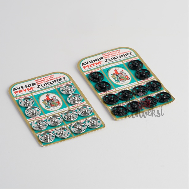 Kancing Jepret PRYM Hitam/ Perak 21 mm (2.1 cm)