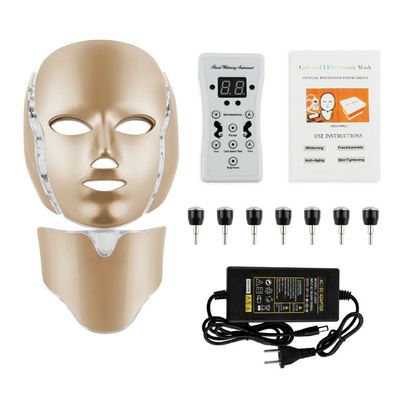 Masker LED PDT LIGHT 7IN1 LED MASK Masker wajah PDT facial plus leher PDT Neck 7 in 1