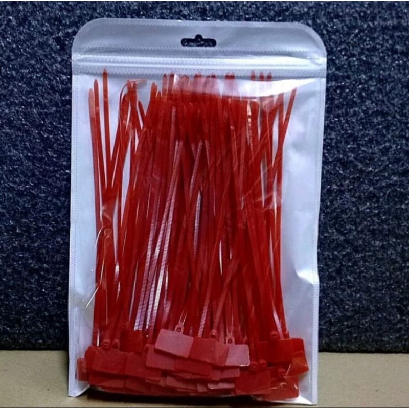 Cable Ties label tie 4x150 MM / Ties Kabel / Kabel Ties Bendera Merah