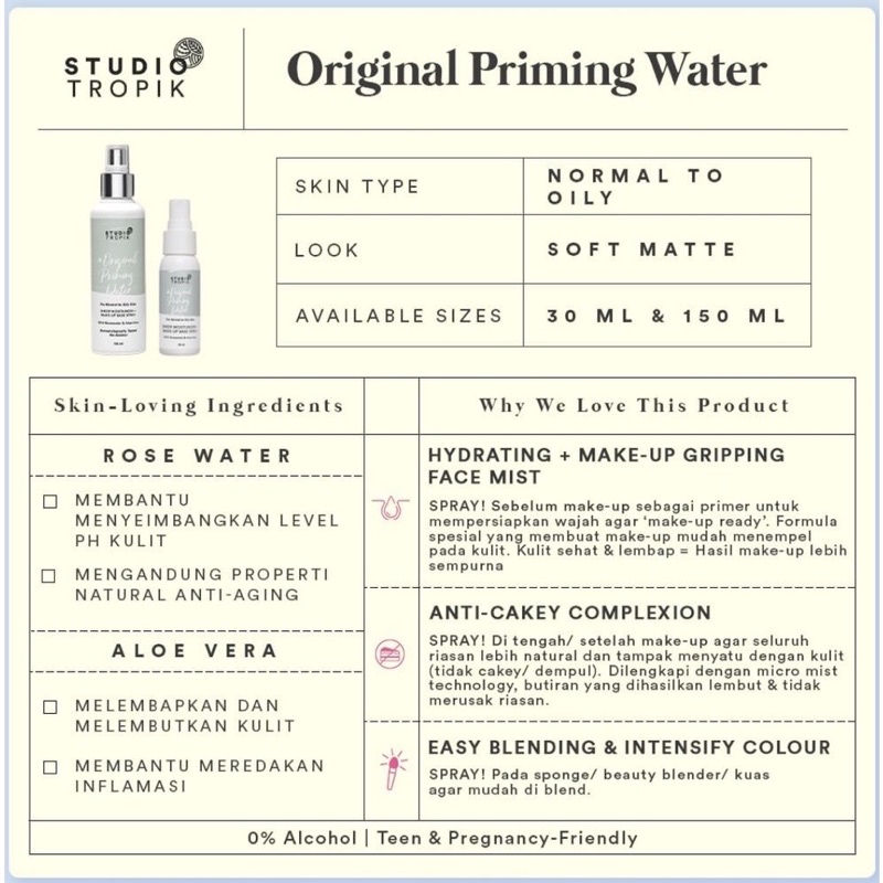 STUDIO TROPIK BB Size Original Priming Water | Flawless | Dreamsetter | Antibacterial | Balance ORIGINAL