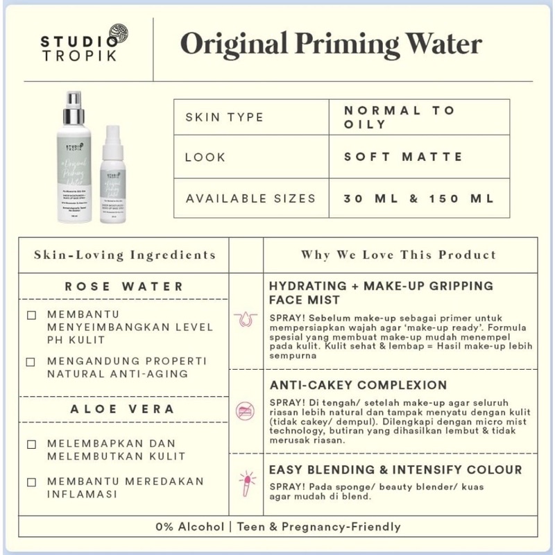 STUDIO TROPIK BB Size Original Priming Water | Flawless | Dreamsetter | Antibacterial | Balance ORIGINAL