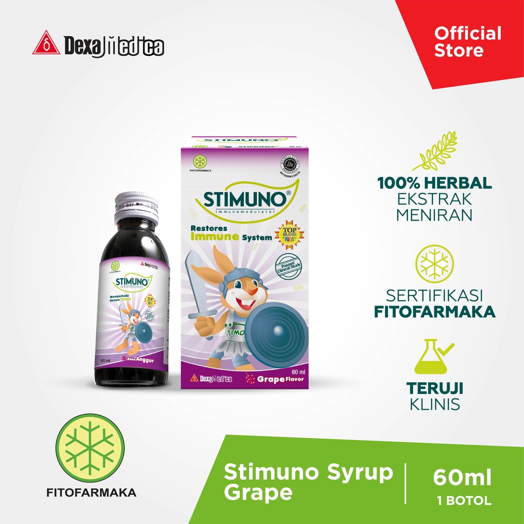 Stimuno Sirup Anggur 60 ml | Suplemen Herbal Perbaiki Sistem Imun Daya Tahan Tubuh Imun Booster Supl