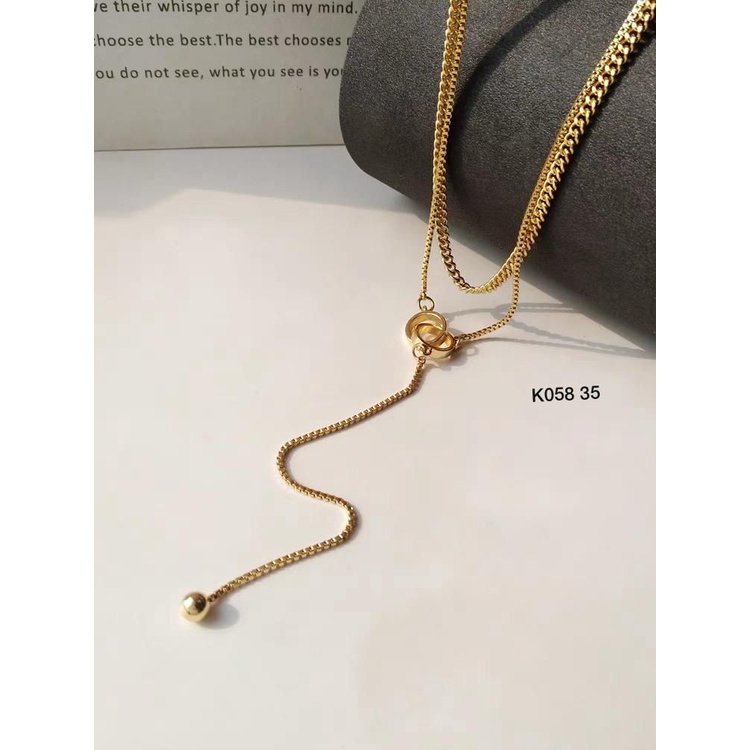 COD! kalung titanium wanita sisik naga crtier 2layer anti karat import