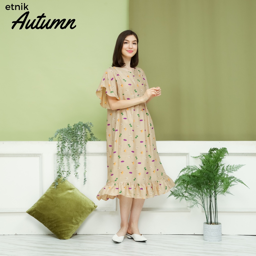 Daster katun rayon premium etnik Autumn / midi homedress daster viral kekinian