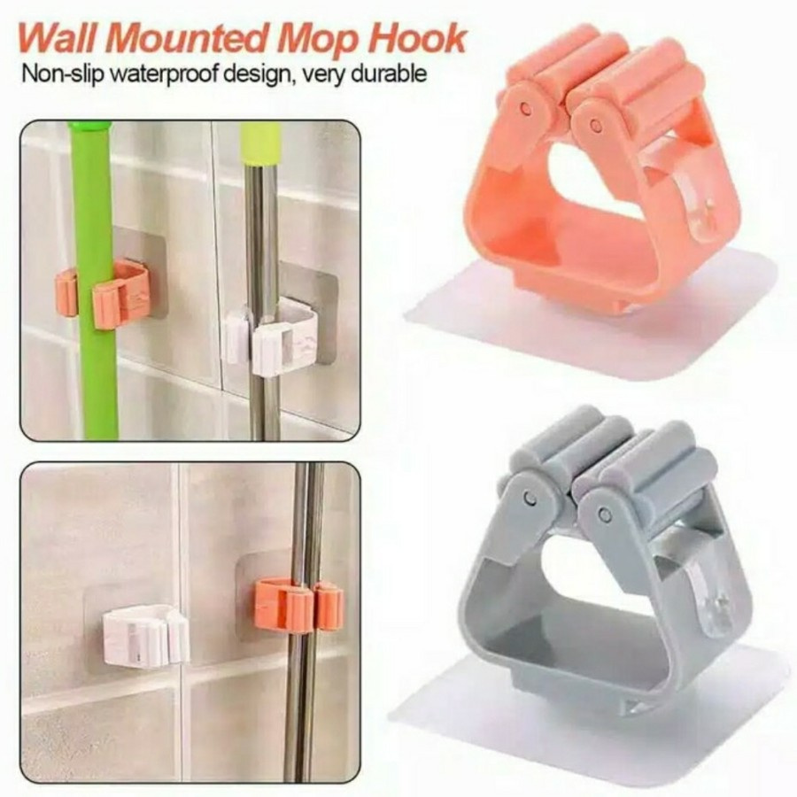 Single Mop Hanger Suction Hanging Holder Gantungan Sapu Pel Tempel Tanpa Paku Gantung