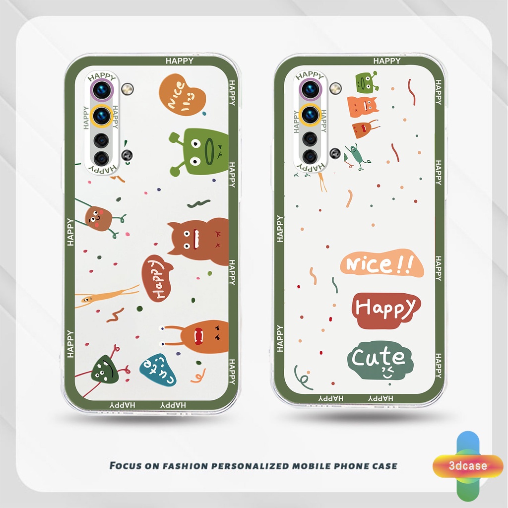 Soft TPU Case Realme C11 2021 C21Y C31 C35 C15 C21 C25 C20 C3 C12 C2 C25S 5S 5 5S 5i C17 7i C1 C25Y C2 C3i 6i C20A realme Narzo 20 10 10A 20A 30A A7 A5S A15 A16 Y12 Y20 Y15S A03 Cute Cartoon Monster Transparent Phone Case