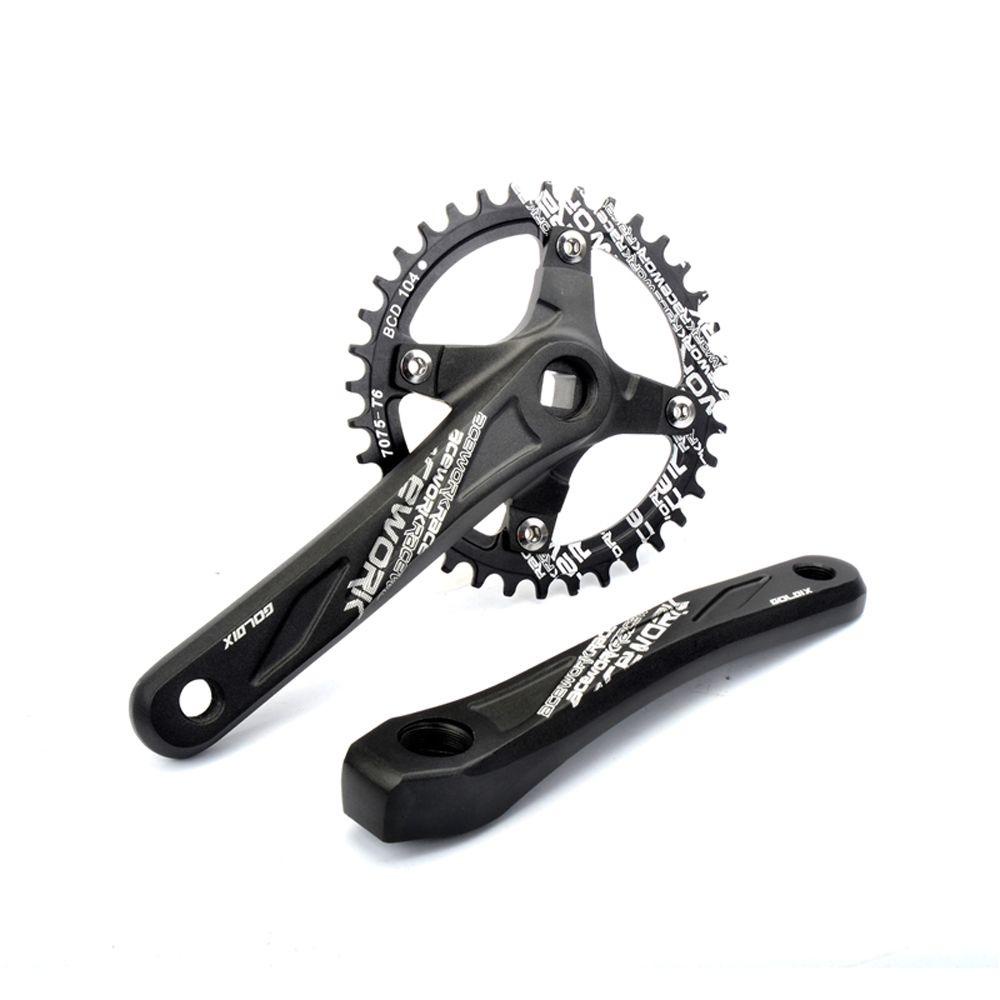 Lanfy Sepeda Engkol Chainwheel 32 /34 /36 /38T Sepeda Jalan Gunung Crankset Parts 170mm Engkol Sempil Lebar Chainring MTB Dengan Bagian Bawah MTB Bike Crankset