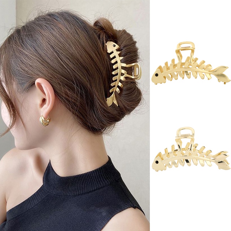 Korean Alloy Fish Bone Hair Clip Fashion Claw Clips Women Hair Accessories