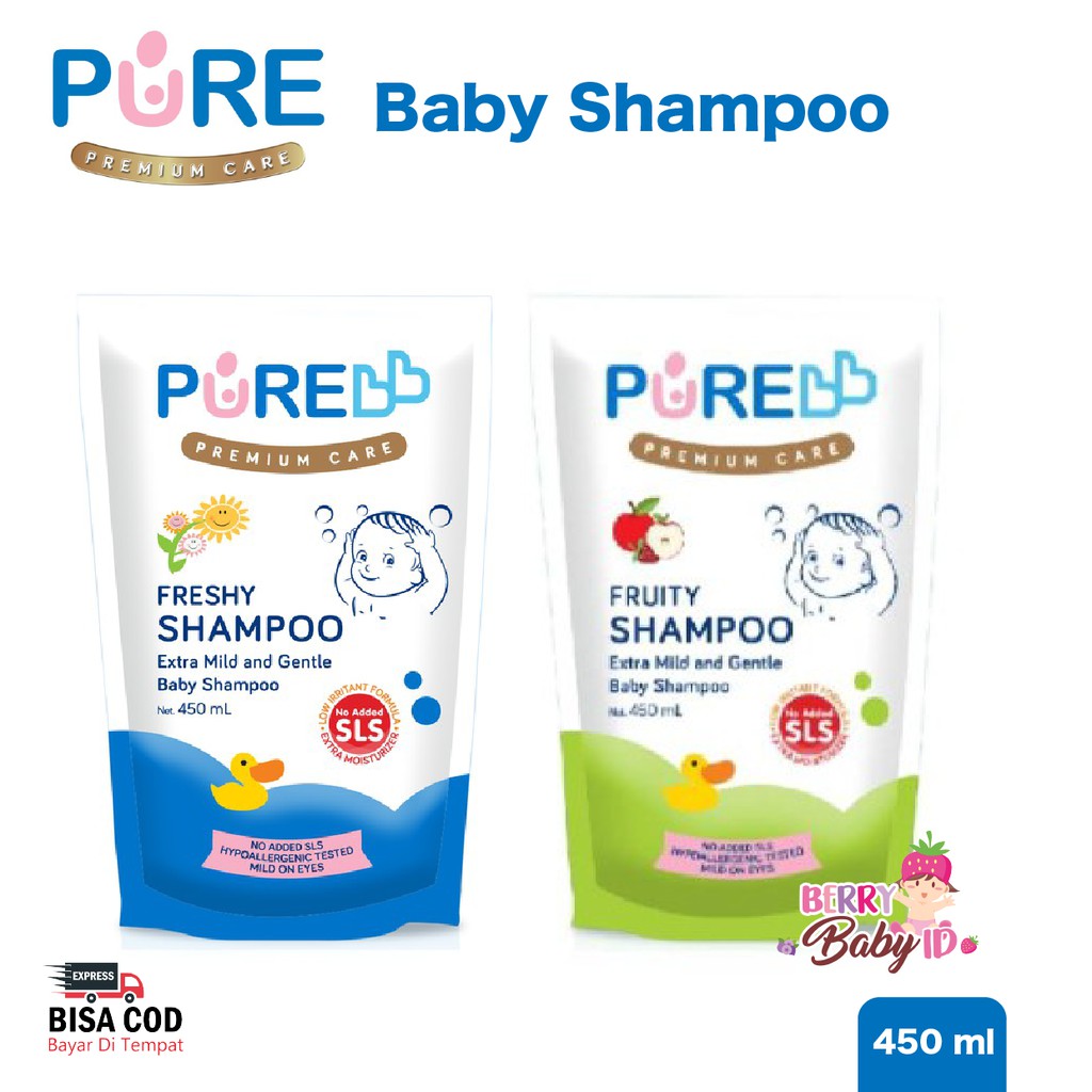 PureBB Baby Shampoo Shampo Bayi dan Anak Freshy &amp; Fruity Refill 450 ml Pure BB Pure Baby Berry Mart