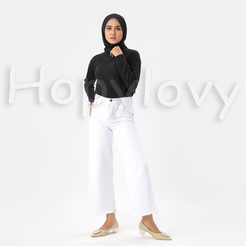Hopylovy Celana Kulot Jeans Wanita | Celana Jeans Kulot Wanita | Celana Boyfriend Kulot Jeans Kenzie