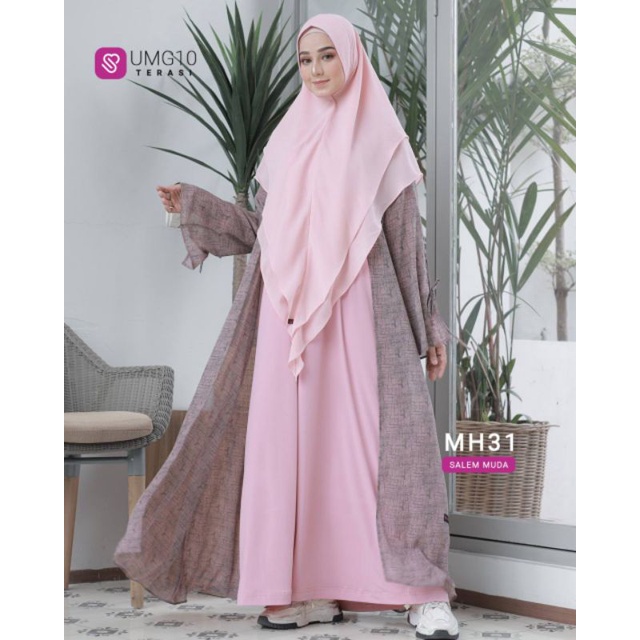 Gamis Ukhti Munira Limited UMG 10 Dress Kombinasi Outer Jersey Mix Sifon
