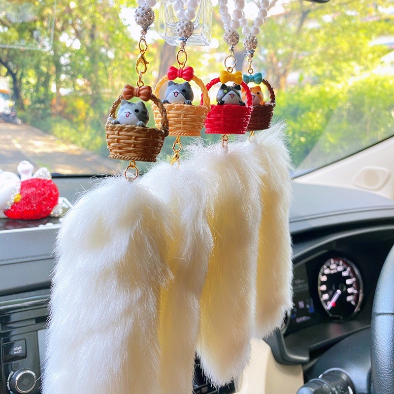 gantungan spion mobil kucing bulu gantungan spion mobil Car Pendant Lucky Cat / Gantungan Spion Kaca Mobil Kucing Hoki bulu