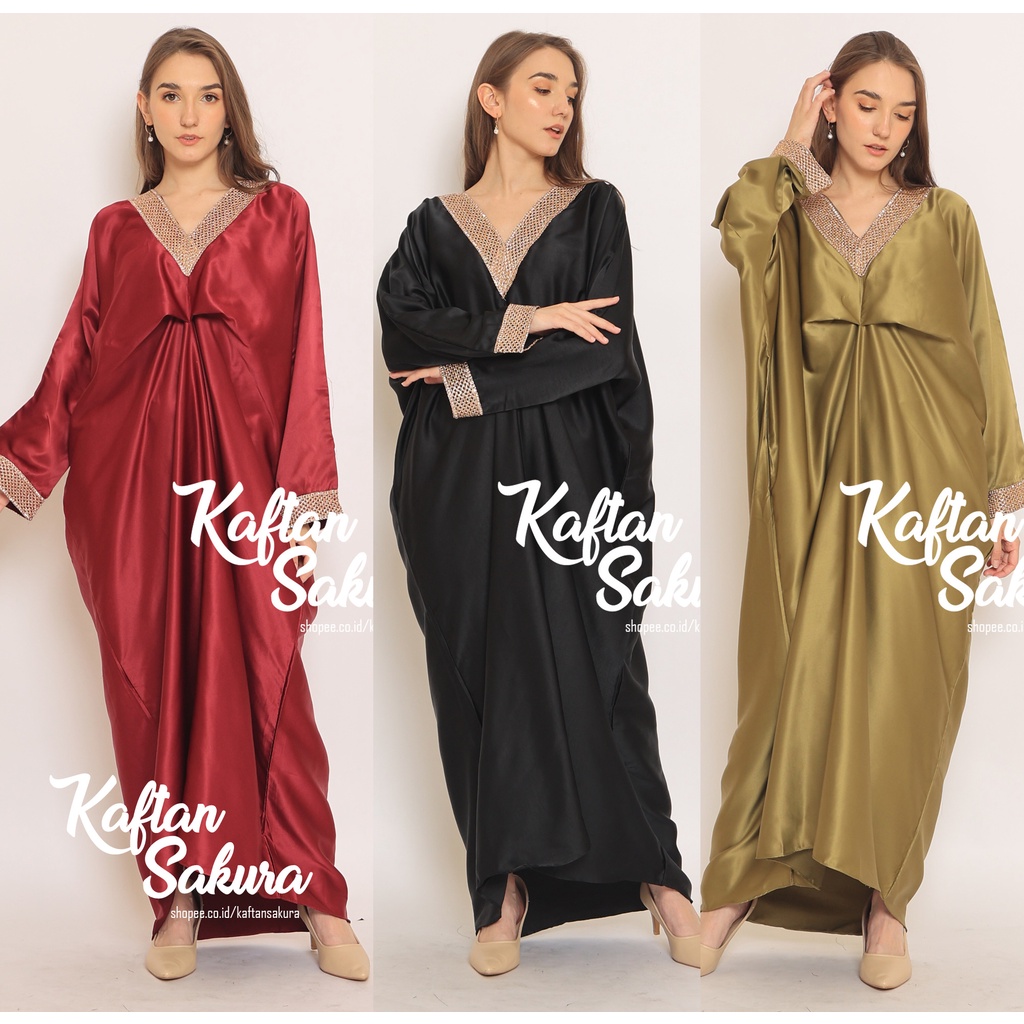 kaftan wanita terbaru bahan satin roberto cavali muat sampai jumbo XXL kaftan modern terbaru