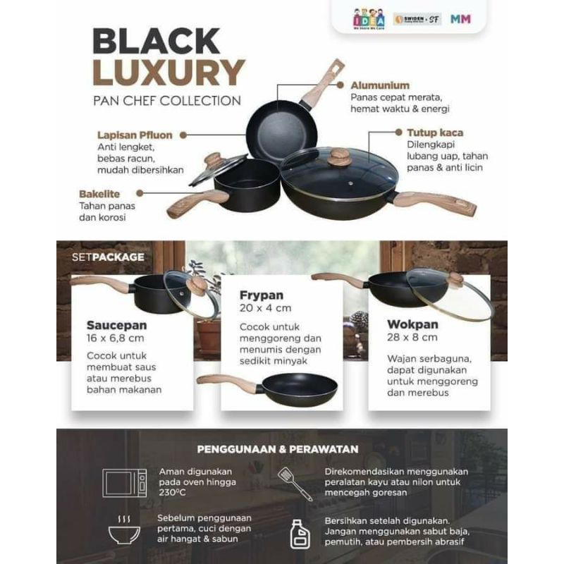 Swiden Black Luxury Pan / Black Luxury Pan Chef Colletion / Panci Swiden