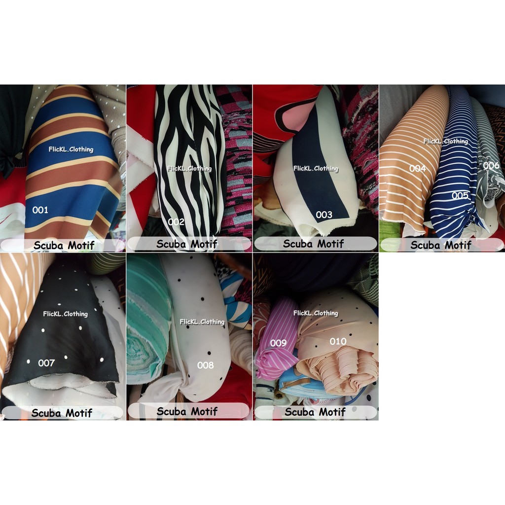 Bahan Kain Scuba Salur Motif Corak