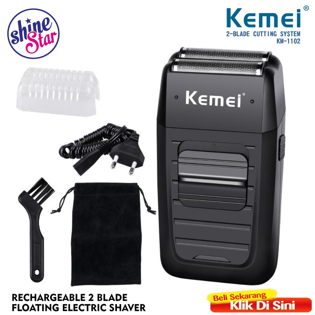 SHINE STAR - ( COD ) Kemei KM-1102 Alat Cukur Kumis /Jenggot Brewok Rambut -Recharger - Shaver Kemei KM 1102