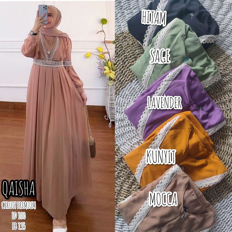 [Fashion Muslim] QAISHA maxy dress renda ceruty babydoll | terlaris