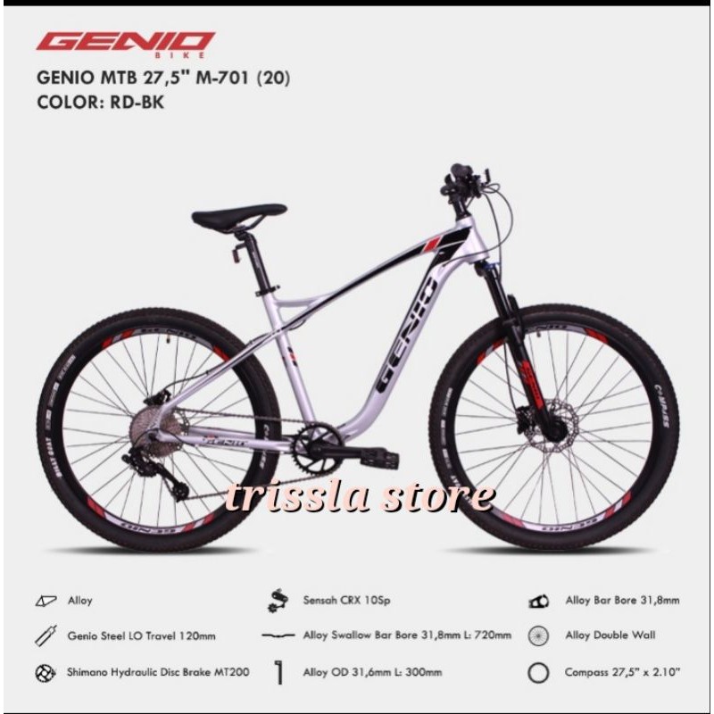 Sepeda Gunung 27,5 MTB GENIO M 701 ALLOY  Rem Hydraulic 10 Speed NEW