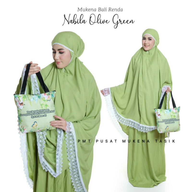 MUKENA DEWASA KATUN RAYON NABILA | MUKENA BALI RENDA POUCH TILE + RAJUT FATMA