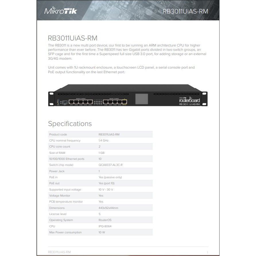 MikroTik RB 3011 UiAS RM RB3011UiAS-RM