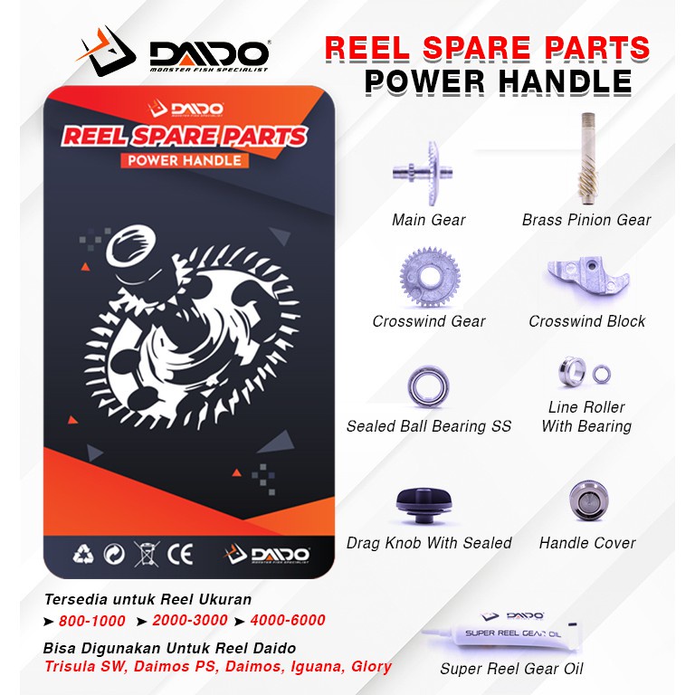 Sparepart Reel Daido Power Handle &amp; Normal Handle ( 1000-6000 ) Original Murah - Engkus Fishing