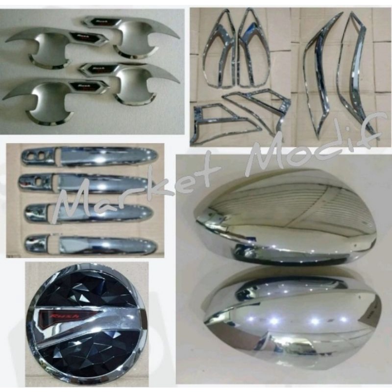 Paket Garnish Lampu-Handle-Outer-Tank Cover-Cover Spion Chrome Rush 2018-2021