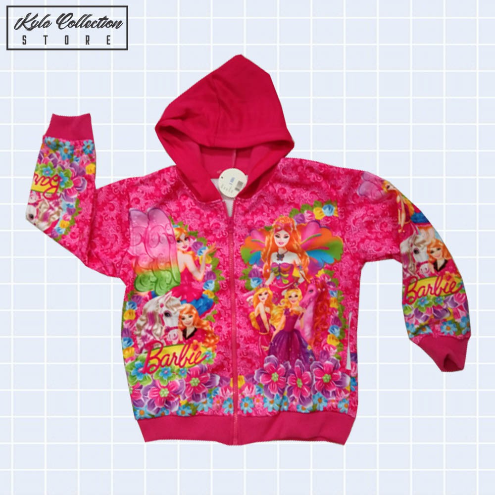 Jaket Anak Perempuan Lucu Unik Karakter Barbie Pink