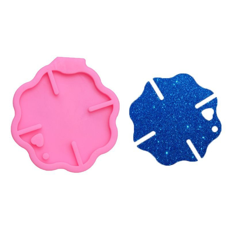 Glitter Fire Sign Shaped Keychain Silicone Resin Mold with Hole DIY Jelly Shots Pudding Cupcake Cake Topper Jewelry Making Tools