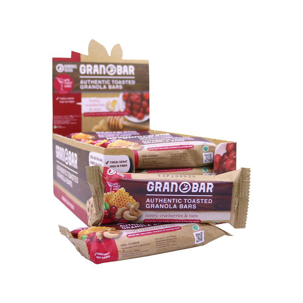 

{BISA COD} Granobar Honey, Cranberries & Nuts Granola Makanan I Snack - 16 Pcs GRATIS ONGKIR [Kode