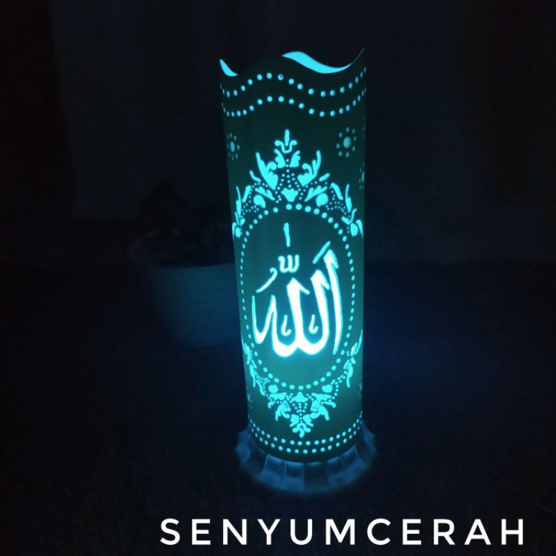 Senyumcerah Garden Lampu Tidur Hias ukir handmade dari paralon Model Lafadz Allah Muhammad Masjid