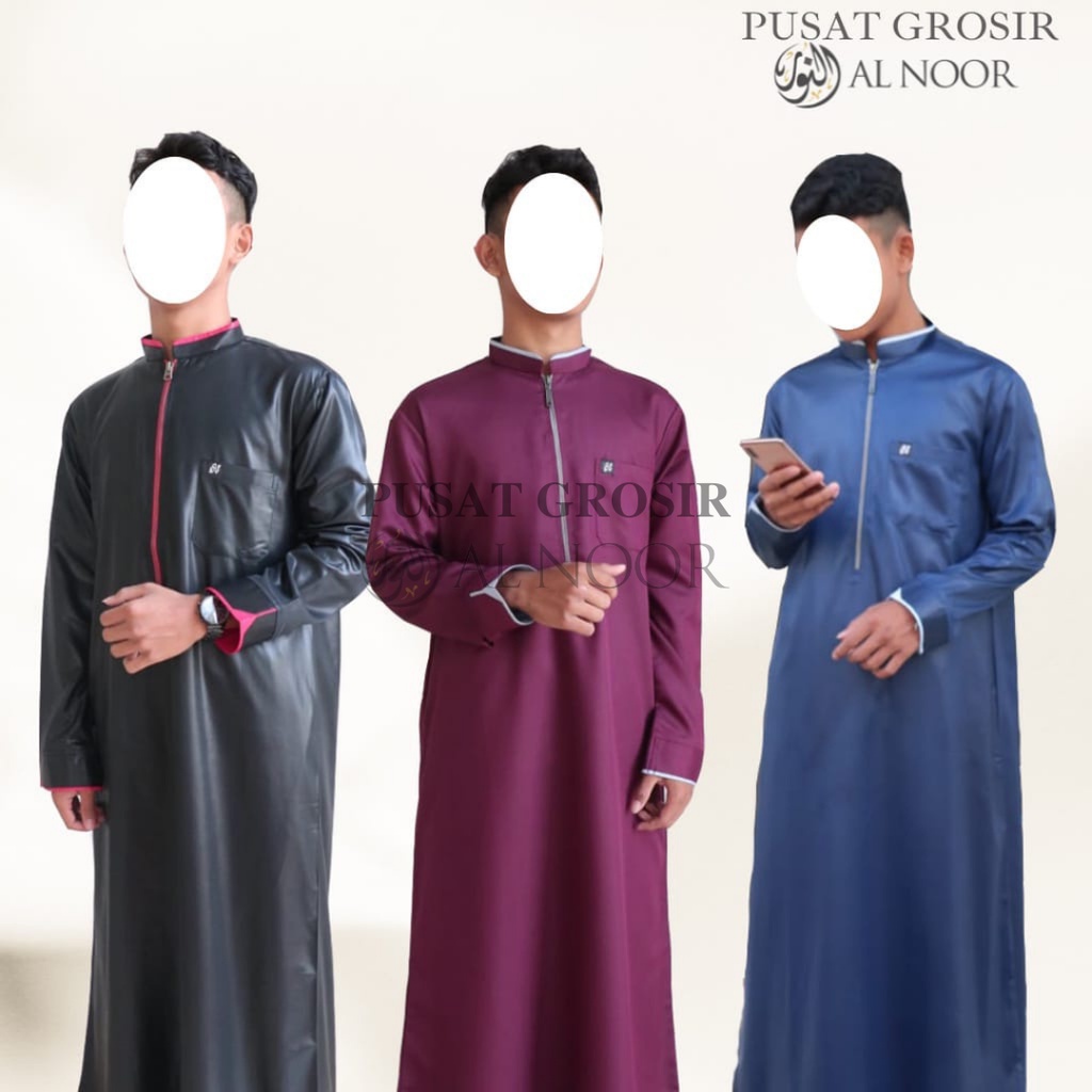 Jubah Saudi | Gamis Pria | Jubah Pria Kombinasi Resleting - Pusat Grosir Al Noor