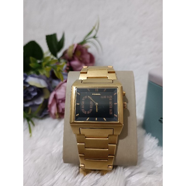 BT057 Jam Fo *ssil Big Tic Analog Digital Diameter 3,8 cm Gold Link